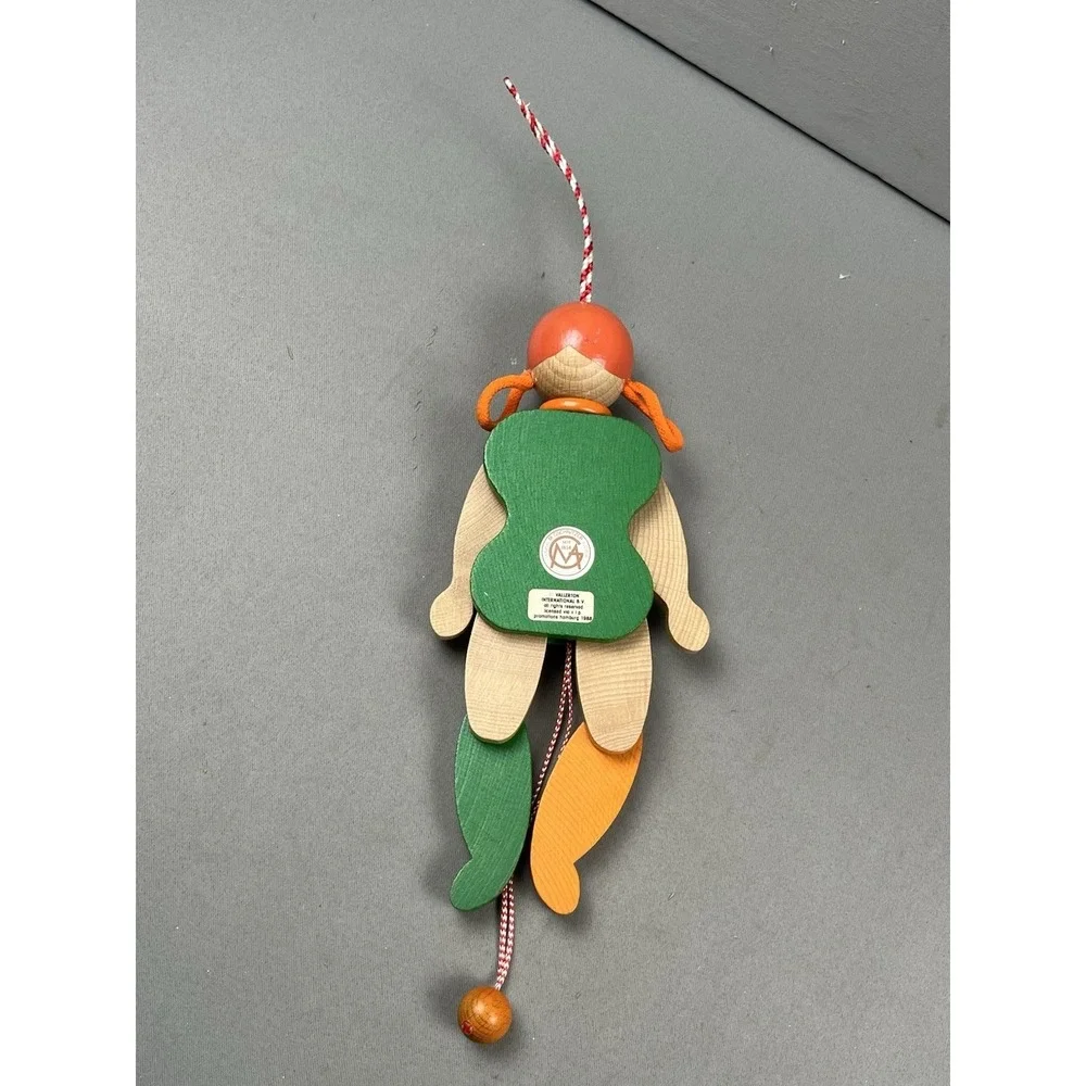 Vtg Original M Gschnitzer Austria Pippi Longstocking Ginger Wood Pull String Toy